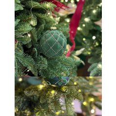   Zöld üveg karácsonyi gömbök - Velúr - 10 cm - 3 db/csomag