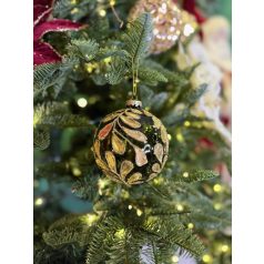   Zöld és arany üveg karácsonyi gömbök - 10 cm - 3 db/csomag