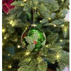 Zöld üveg karácsonyi gömbök Cezmina - 10 cm - 3 db/csomag