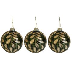   Zöld és arany üveg karácsonyi gömbök - LUX - 10 cm - 3 db/csomag