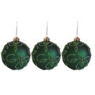 Zöld üveg karácsonyi gömbök - LUX - 10 cm - 3 db/csomag 