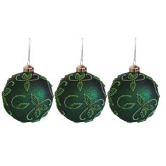   Zöld üveg karácsonyi gömbök - LUX - 10 cm - 3 db/csomag 