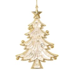 Karácsonyfadíszek - Krém-arany karácsonyfa - 12 cm 
