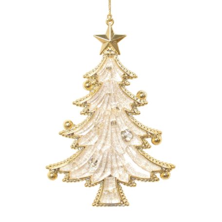Karácsonyfadíszek - Krém-arany karácsonyfa - 12 cm 