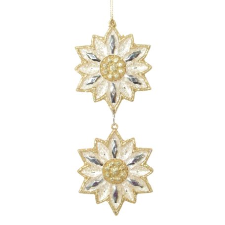 Krém-arany karácsonyfadisz - 14 cm