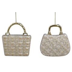   Karácsonyfadíszek - Krém-arany táska - 9 cm - 2 db-os szett