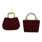 Bársony karácsonyi táskák - Piros - 9 cm  - 2 db/csomag