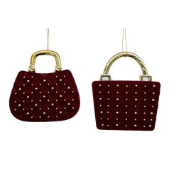 Bársony karácsonyi táskák - Piros - 9 cm  - 2 db/csomag