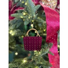 Bársony karácsonyi táskák - Piros - 9 cm  - 2 db/csomag