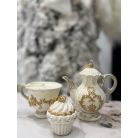 Karácsonyfadísz - Fehér-arany teáskanna - 10 cm