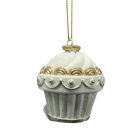 Karácsonyfadísz - Fehér-arany - Muffin - 5,5 cm