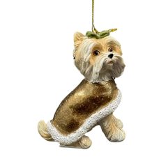 Karácsonyfadísz - Kutya-  Fehér-arany  - 8 cm