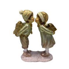 Fehér és arany karácsonyi pár figura - 18 cm 