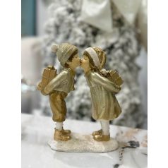 Fehér és arany karácsonyi pár figura - 18 cm 