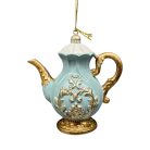 Karácsonyfadísz - Kék teáskanna - 10 cm
