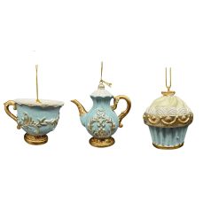 Karácsonyfadísz - Kék teáskanna - 10 cm