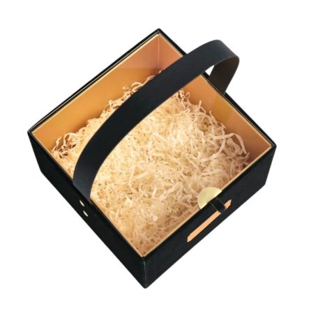 Bársony fekete és arany díszdoboz - 19 cm