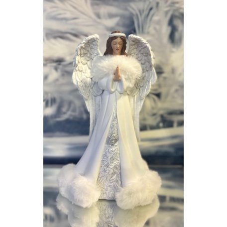 Fehér imádkozó angyal szobor - 27 cm 