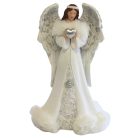 Fehér angyal szobor szívvel - 27 cm