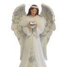 Fehér angyal szobor szívvel - 27 cm