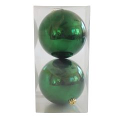 Zöld műanyag karácsonyi gömbök - 15 cm - 2 db/csomag