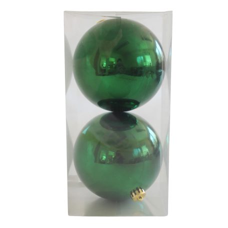 Zöld műanyag karácsonyi gömbök - 15 cm - 2 db/csomag