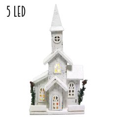 Templom dekor fehér - 5 LED-es - 22x42 cm