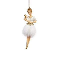 Karácsonyfadísz - Fehér balerina - 12 cm