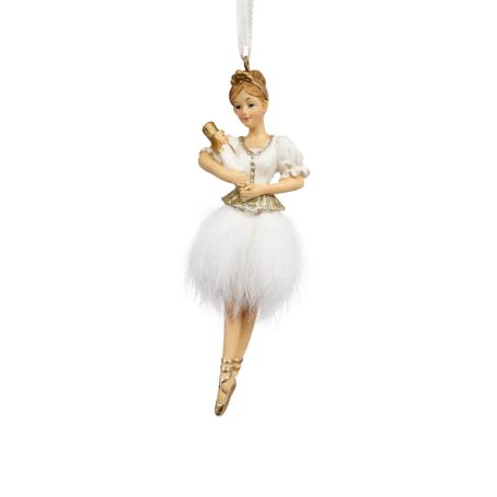 Karácsonyfadísz - Fehér balerina - 12 cm