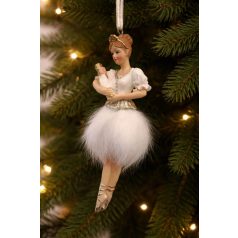 Karácsonyfadísz - Fehér balerina - 12 cm
