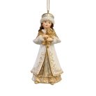 Karácsonyfadísz – Kislány macival - 11 cm