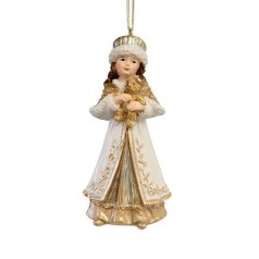 Karácsonyfadísz – Kislány macival - 11 cm