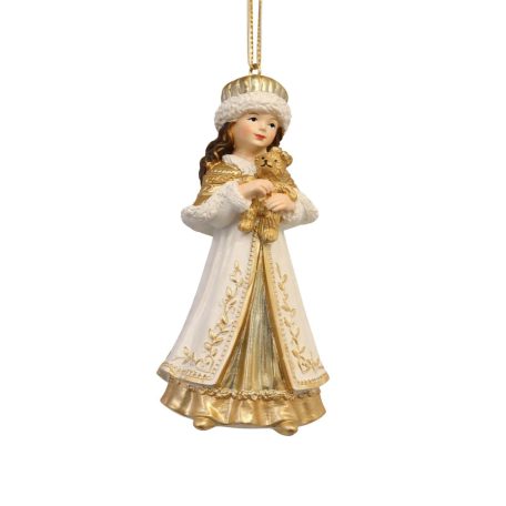 Karácsonyfadísz – Kislány macival - 11 cm
