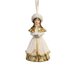 Karácsonyfadísz –Fehér-arany -  Kislány - 11 cm