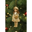Karácsonyfadísz - Lány figura - 12 cm
