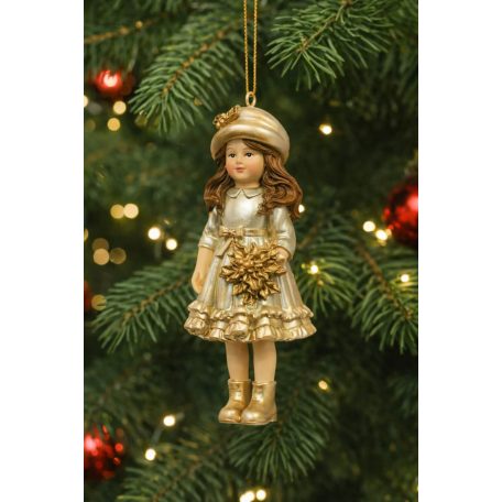 Karácsonyfadísz - Lány figura - 12 cm