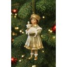 Karácsonyfadísz - Lány figura báránnyal - 12 cm