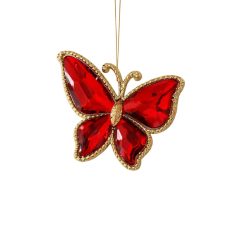 Karácsonyfadísz - Piros pillangó - 15 cm