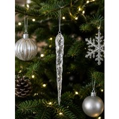 Karácsonyfadísz - Kristályos karácsonyi jégcsap - 13 cm