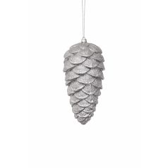 Karácsonyfadísz - Ezüst toboz - 12 cm