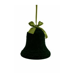 Karácsonyfadísz - Zöld bársony csengő - 15 cm
