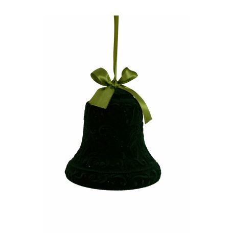 Karácsonyfadísz - Zöld bársony csengő - 15 cm