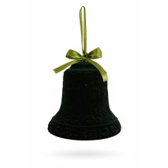 Karácsonyfadísz - Zöld bársony csengő - 20 cm
