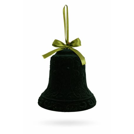 Karácsonyfadísz - Zöld bársony csengő - 20 cm