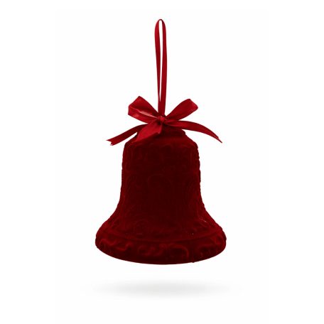 Karácsonyfadísz - Bordó bársony csengő - 15 cm