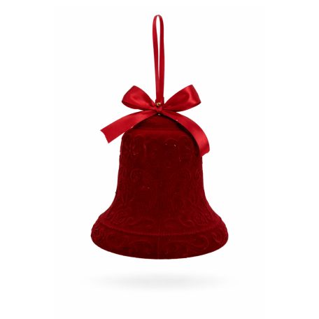 Karácsonyfadísz - Bordó bársony csengő - 20 cm