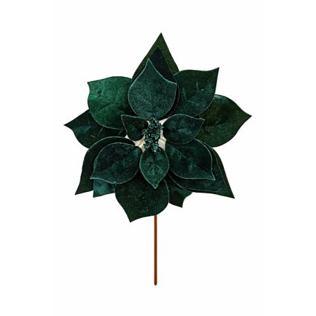Zöld bársony karácsonyi rózsa - 24 cm  