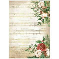   Stamperia rizspapír - A4 - 21x30 cm - Romantic Home for the holidays music - DFSA-4704
