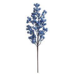 Kék bogyós dekorációs ág - 50 cm