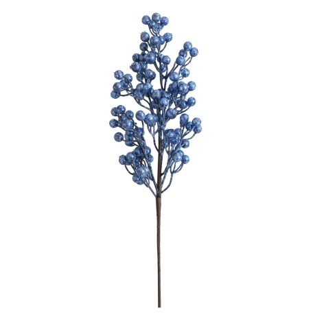 Kék bogyós dekorációs ág - 50 cm
